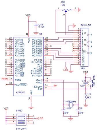 Circuit Diagram to Interface 4 bit LCD with 8051