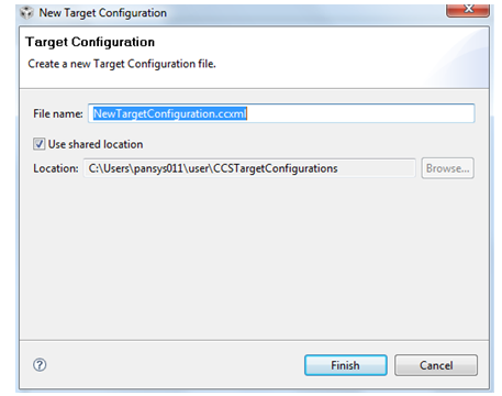 Screenshot of New Target Configuration