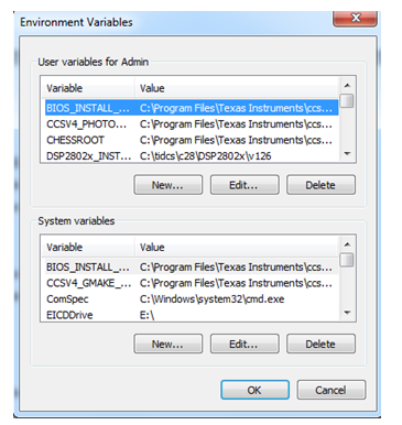 Screenshot of Environment Variables