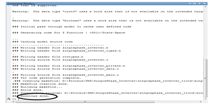 Screenshot of the status in Matlab Command window