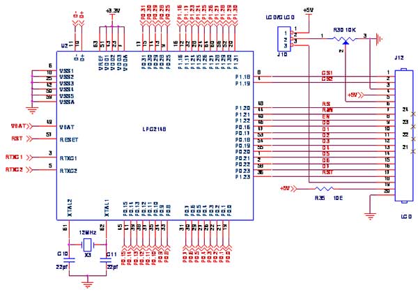 Circuit Diagram to Interface LCD with LPC2148