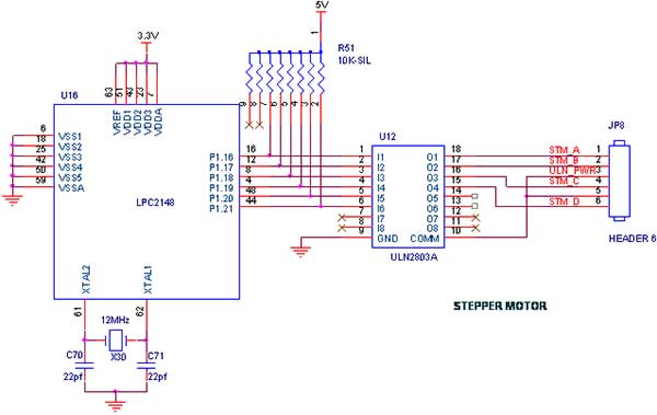 Circuit Diagram to Interface Stepper Motor with LPC2148