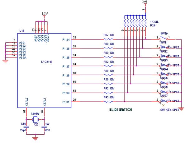 Circuit Diagram to Interface Switch with LPC2148