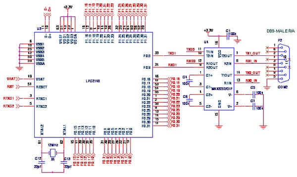 Circuit Diagram to Interface UART with LPC2148