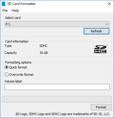SD card formatter