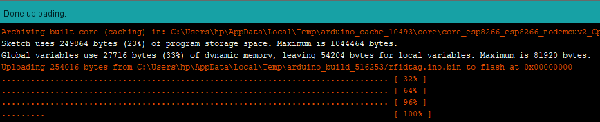 Done Uploading in Arduino IDE