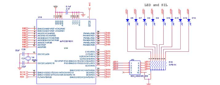  circuit diagram for Interface LEDs with dsPIC