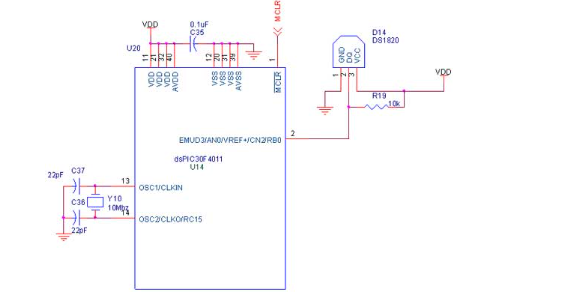 circuit diagram for Interfacing Sensor with dsPIC30F4011