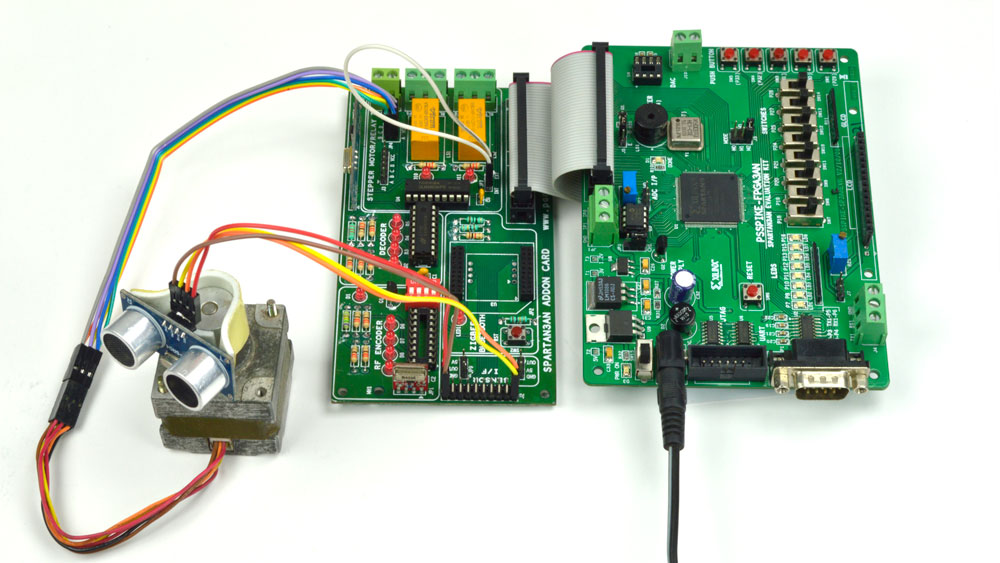 Ultrasonic based dish antenna Obstacle detection using Spartan3an FPGA Starter Kit