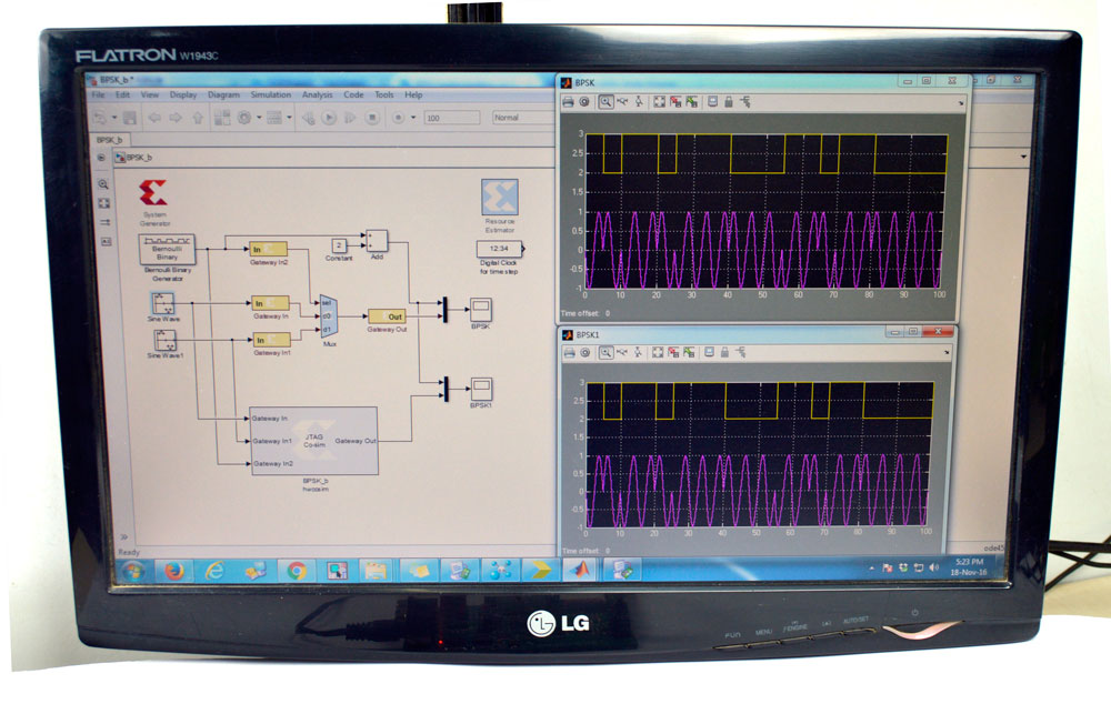 BPSK Implementation on Xilinx System Generator using Spartan3 FPGA Image Processing Kit