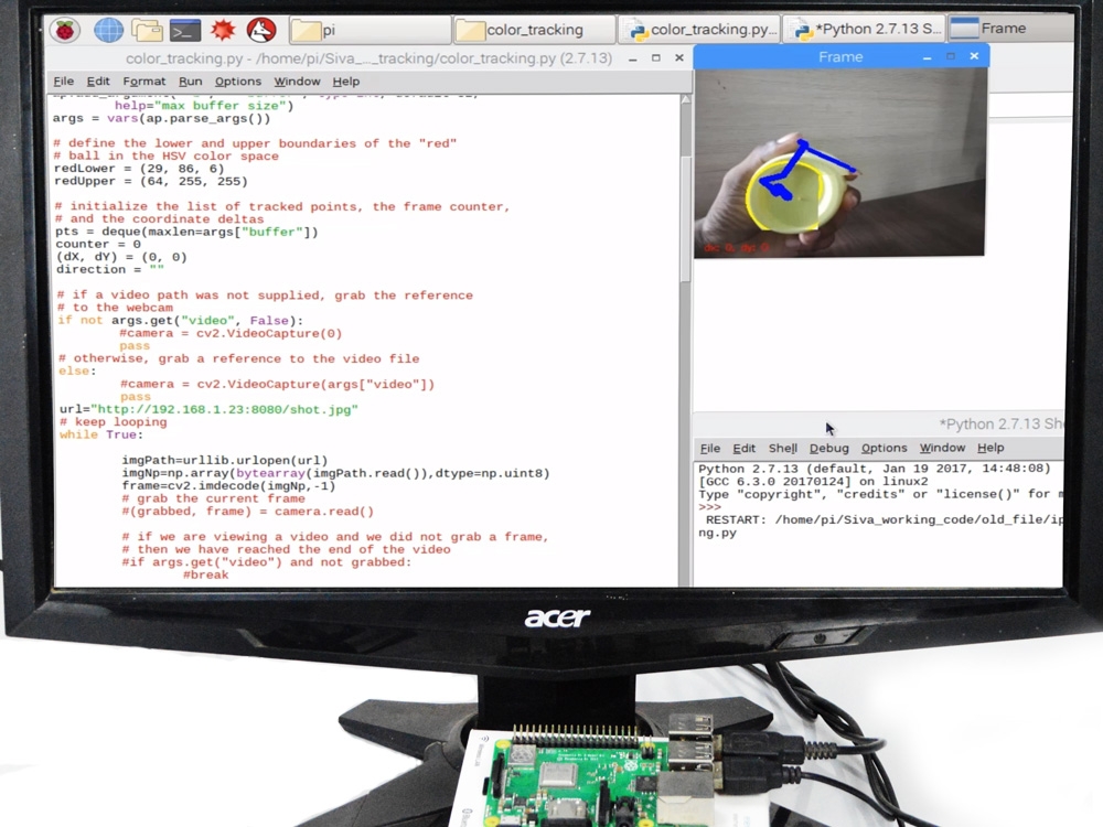 Color object following robotic car using Raspberry Pi with camera