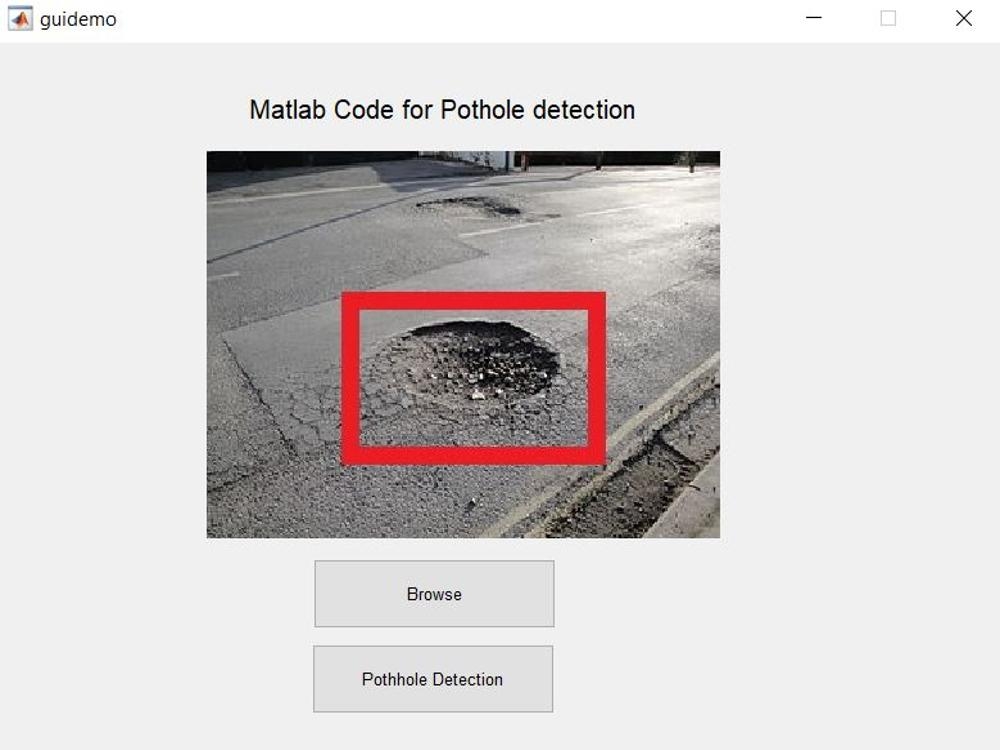 Matlab code for pothole detection using Image processing