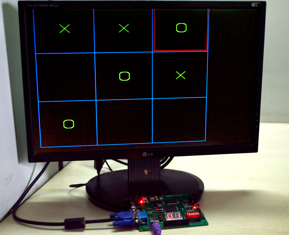  3) VGA output of the TIC TAC TOE game