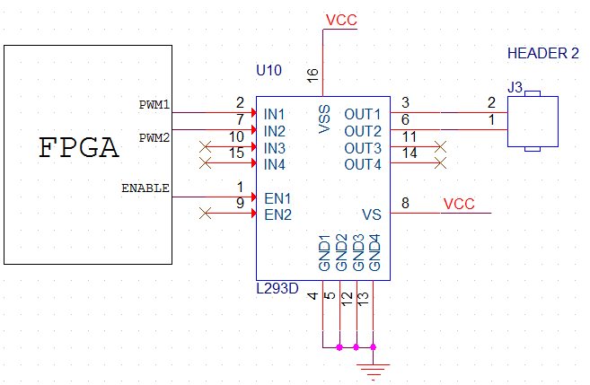 Schematics to Interface DC Motor with Cyclone3 FPGA Development Kit