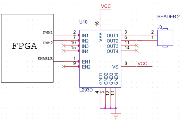 Schematics to Interface DC Motor with Spartan3 XC3S200 FPGA Development Board
