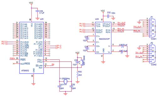 Circuit Diagram to Interface Zigbee with 8051
